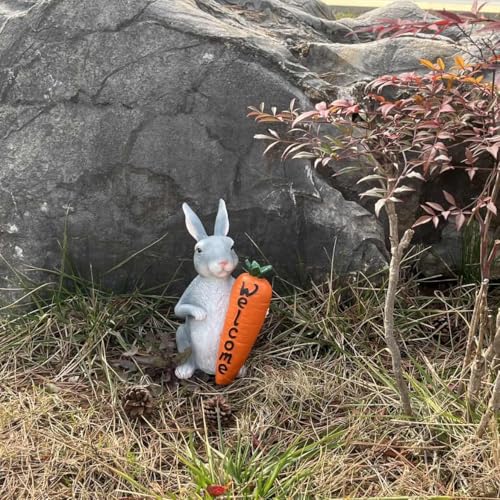 Estatua de conejo decorativa para jardín de resina miniatura 5