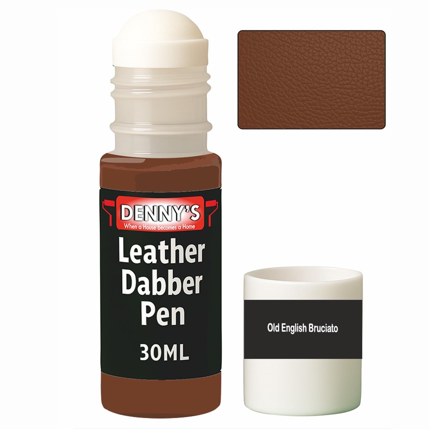 Leather Colour Restorer Recolouring Balm Repair Treatment for Faded & Worn Absorbent Leather Shoes, Boots, Jackets (69 Old English Bruciato, Dabber Pen 30ml)