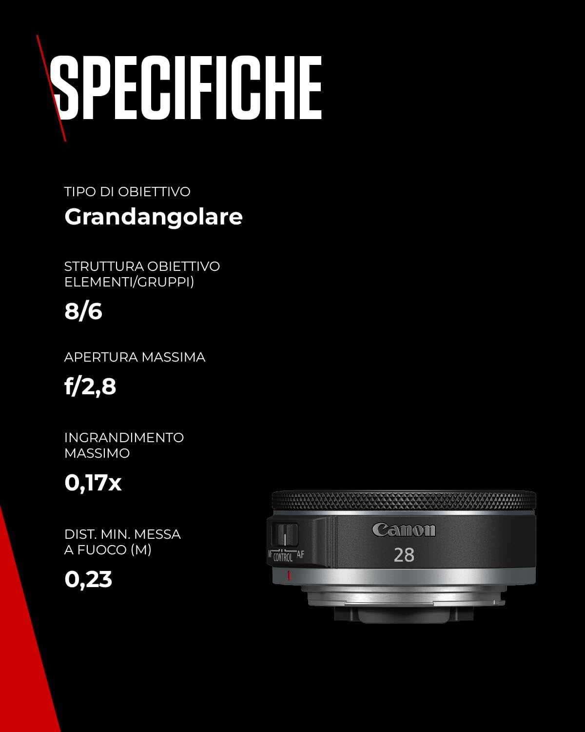 Canon Szerokokątny obiektyw RF 28 mm F2.8 STM z powłoką Super Spectra (czarny)