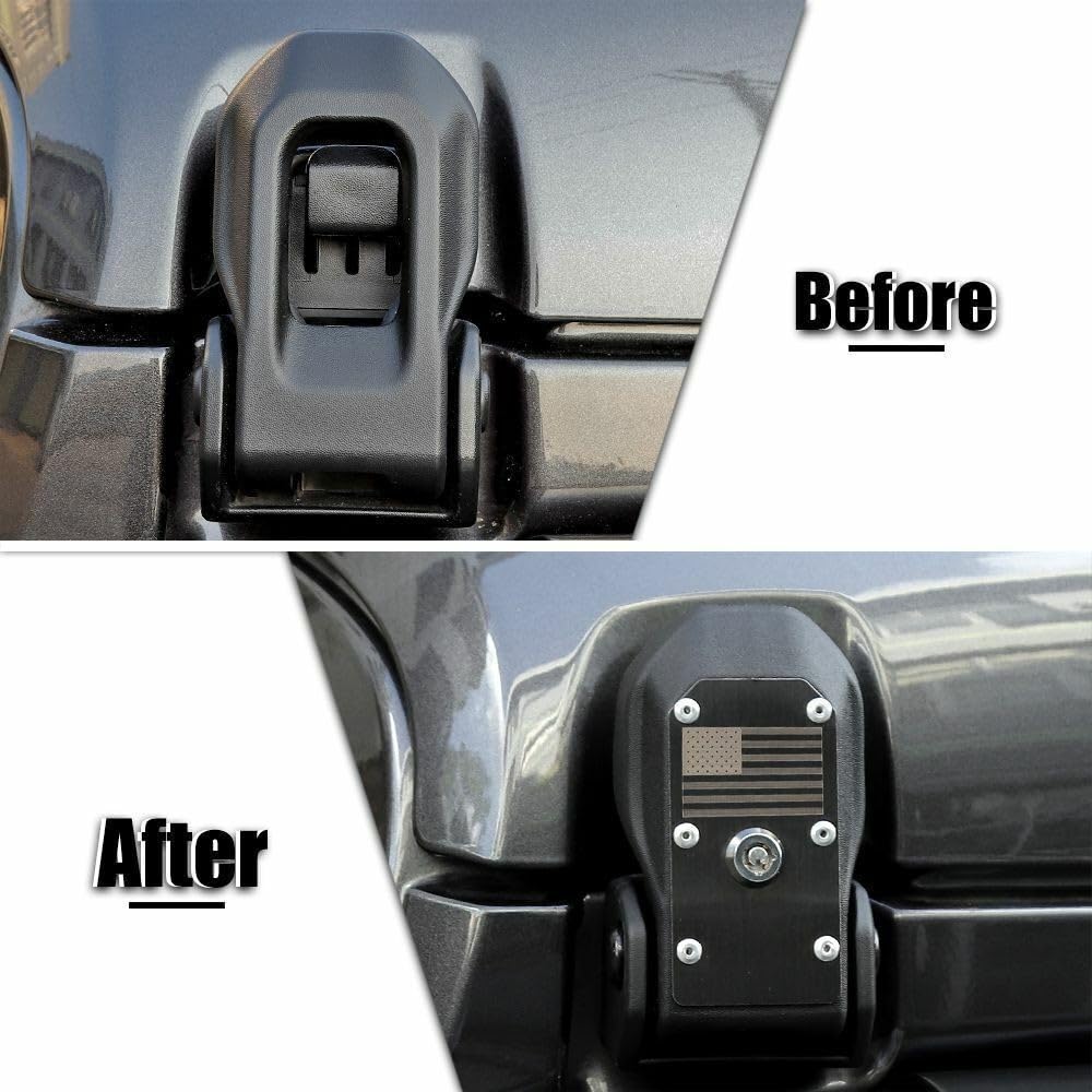 Paviitel Pair of Locking Hood Latch Hood Catch W/Lock Jlu 2pcs/Set for Jeep for Gladiator 2020-2023 for Wrangler 2018-2023 Black TCZ12019123031