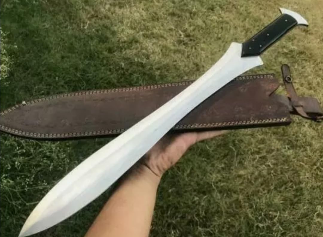 Empire -28 Inch Long Handmade J2 Steel Double Edge Full Tang Sword with Sheath - Resin Grip Hunting Sword Survival Sword Sharp Edge - Machete - Full Tang - Best Git