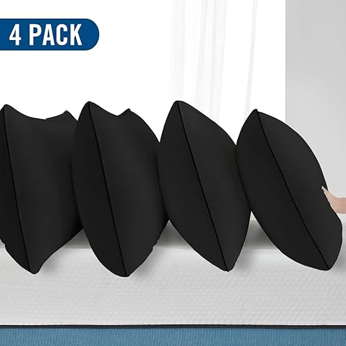 Miniatura 9 de Almohadas de cama de tamaño estándar para dormir, 4 unidades, almohadas de hotel de lujo, cómodas y de apoyo, lavables a máquina, adecuadas para