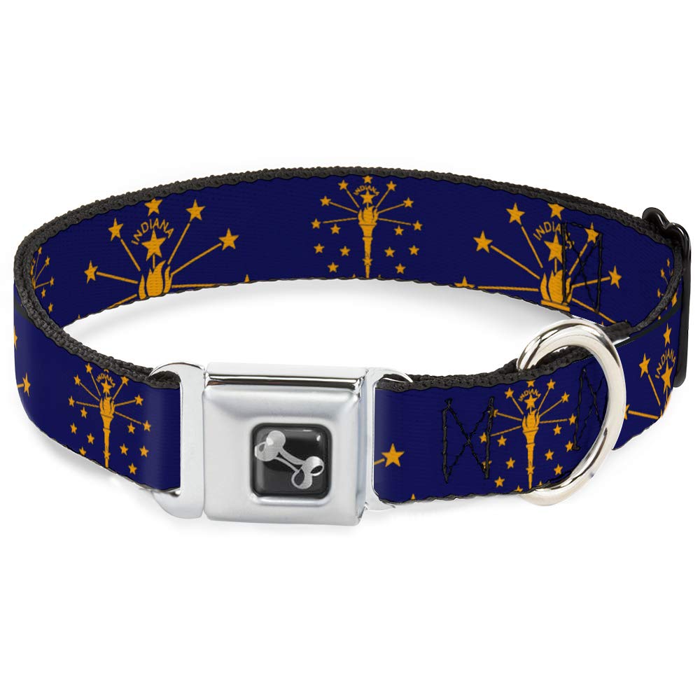Collier pour chien drapeau de l'Indiana Buckle-Down bleu marine et doré 3,8 cm