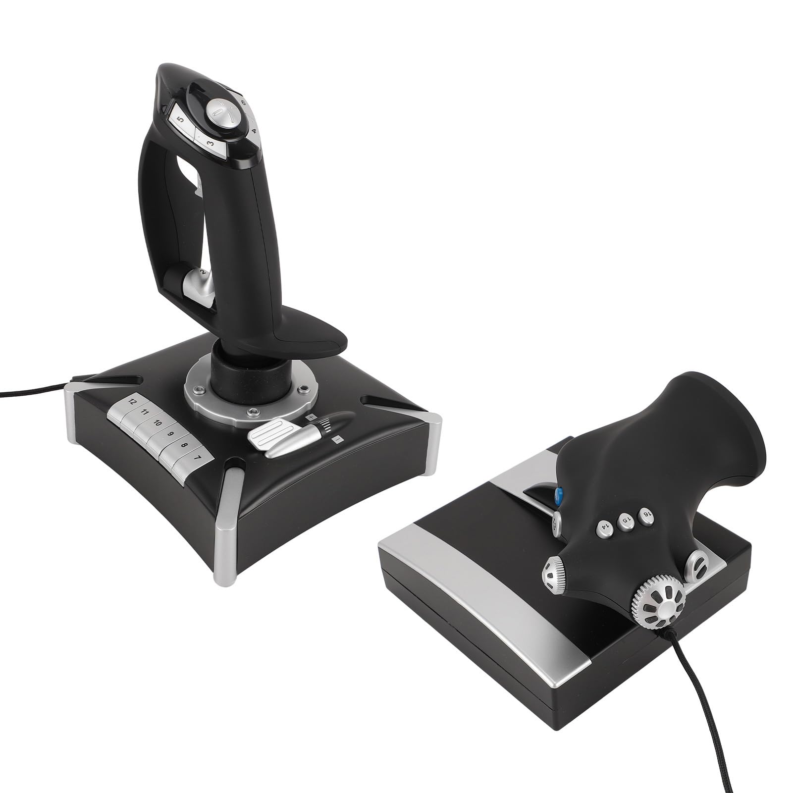 Plyisty Controlli del Simulatore di Volo con Vibrazione, Acceleratore e Timone Realistici, Controller Joystick con 16 Tasti Programmabili per ONE, per 7/8/10/11