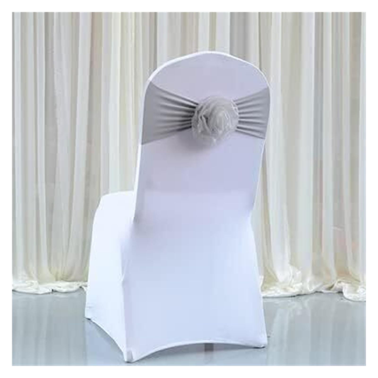 REcsdza chair sashes, Flower Ball Spandex Chair Sash For Cover Wedding Event Party Hotel Decoration,50pcs(Grey)