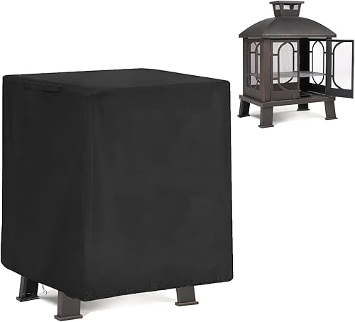 Vista 17 de POMER Funda para Hoguera de Patio, Cubierta Redonda para Fogón de 28 Pulgadas, Chimenea Exterior Impermeable, Cubierta para Brasero Heatwave - 28" D