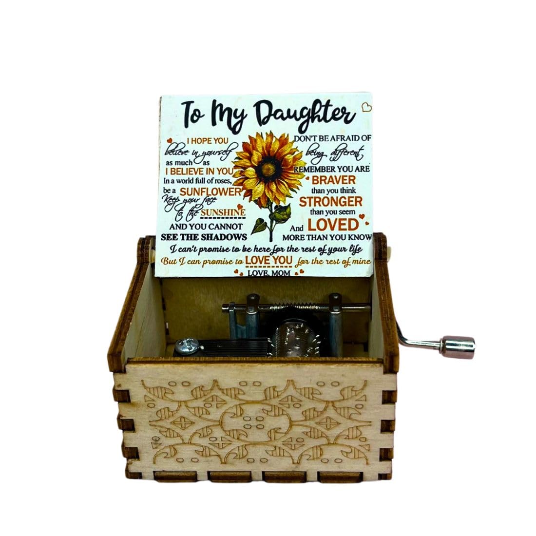 Zesta Mom to Daughter Wooden Musical Box Gift | Vintage Music Crank Mini Collectible for Girlfriend, Boyfriend, Husband, Wife | Unique Musical Gifts for Music Lovers | Classic Wooden Box 1