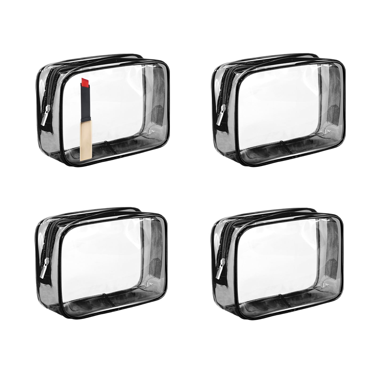 CarryEpic Clear Makeup Bag (4 Packs), Small TSA Approved Toiletry Bags for Traveling Small Size Cosmetic Storage Pouches for Women Organizer with