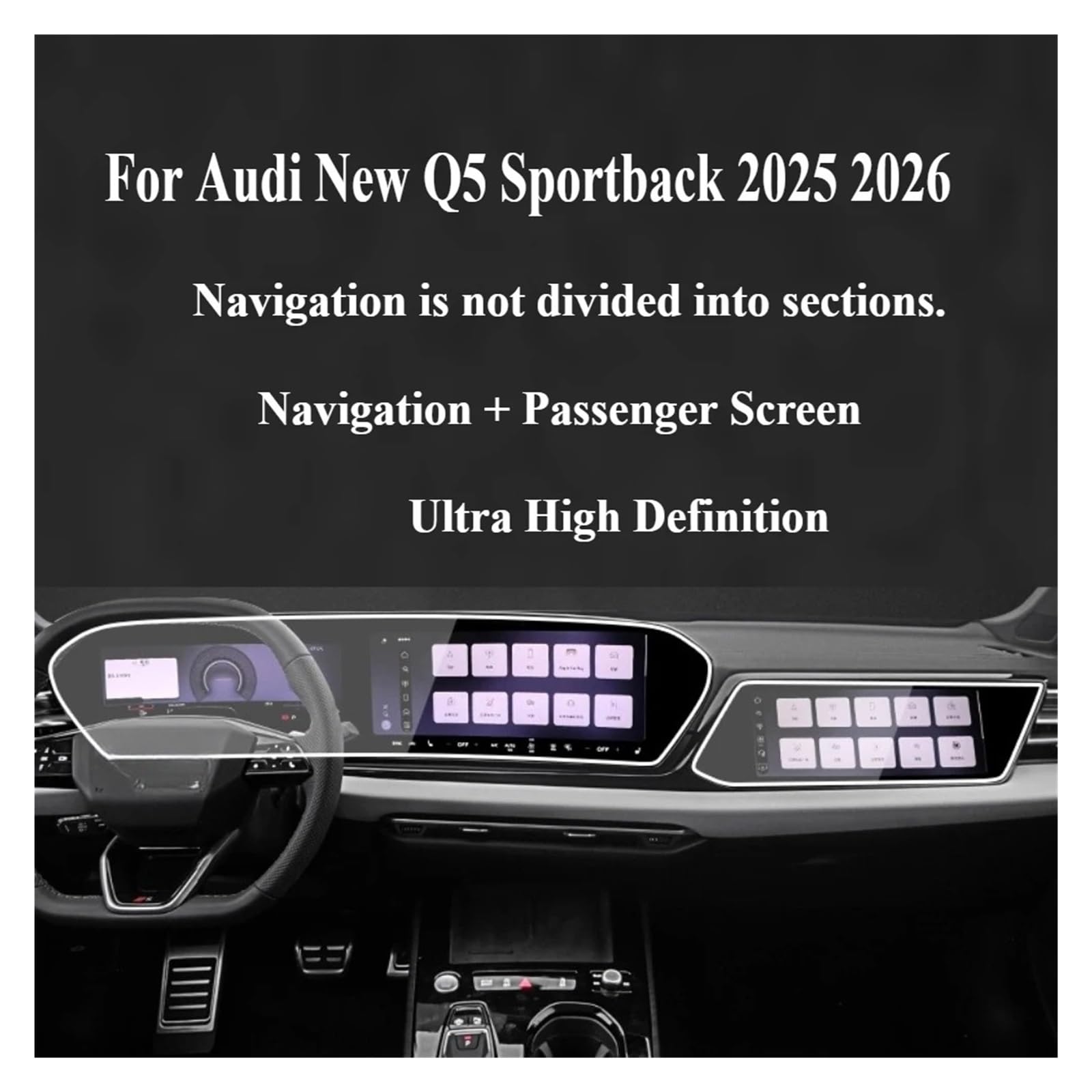 Navigation Schutzfolie Für Q5 Für Sportback 2025 2026 Gehärtetem Glas GPS Navigation Unterhaltung Touch Display Screen Schutz Film(A Frosted style,RHD)