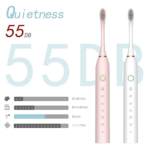 Miniatura 2 de Magnalube-G Paquete de 2 cepillos de dientes eléctricos sónicos blanqueadores con 8 cabezales de cepillo, 6 modos de limpieza y temporizador