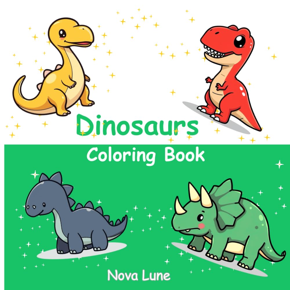 Dinosaurs Coloring Book: Fun & Easy Coloring Pages with Friendly Dinosaurs