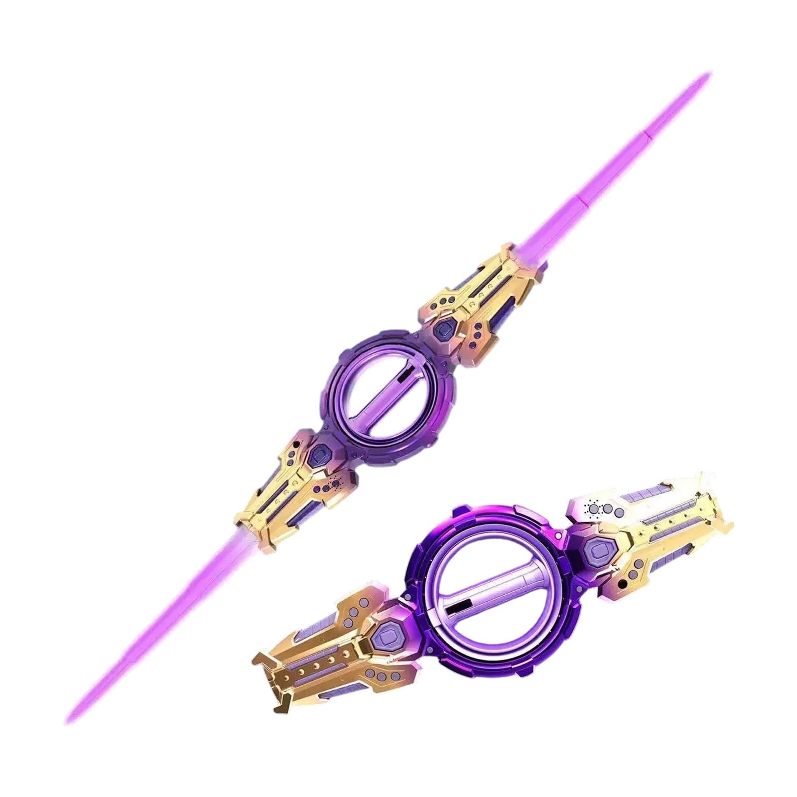 Light Up Sword, Light Sabers for Kids Fire Spin Sword Double-Edged Lightsaber, Double-Headed Telescopic, for Rave, Cosplay & Display, Costume Accessories (Purple)