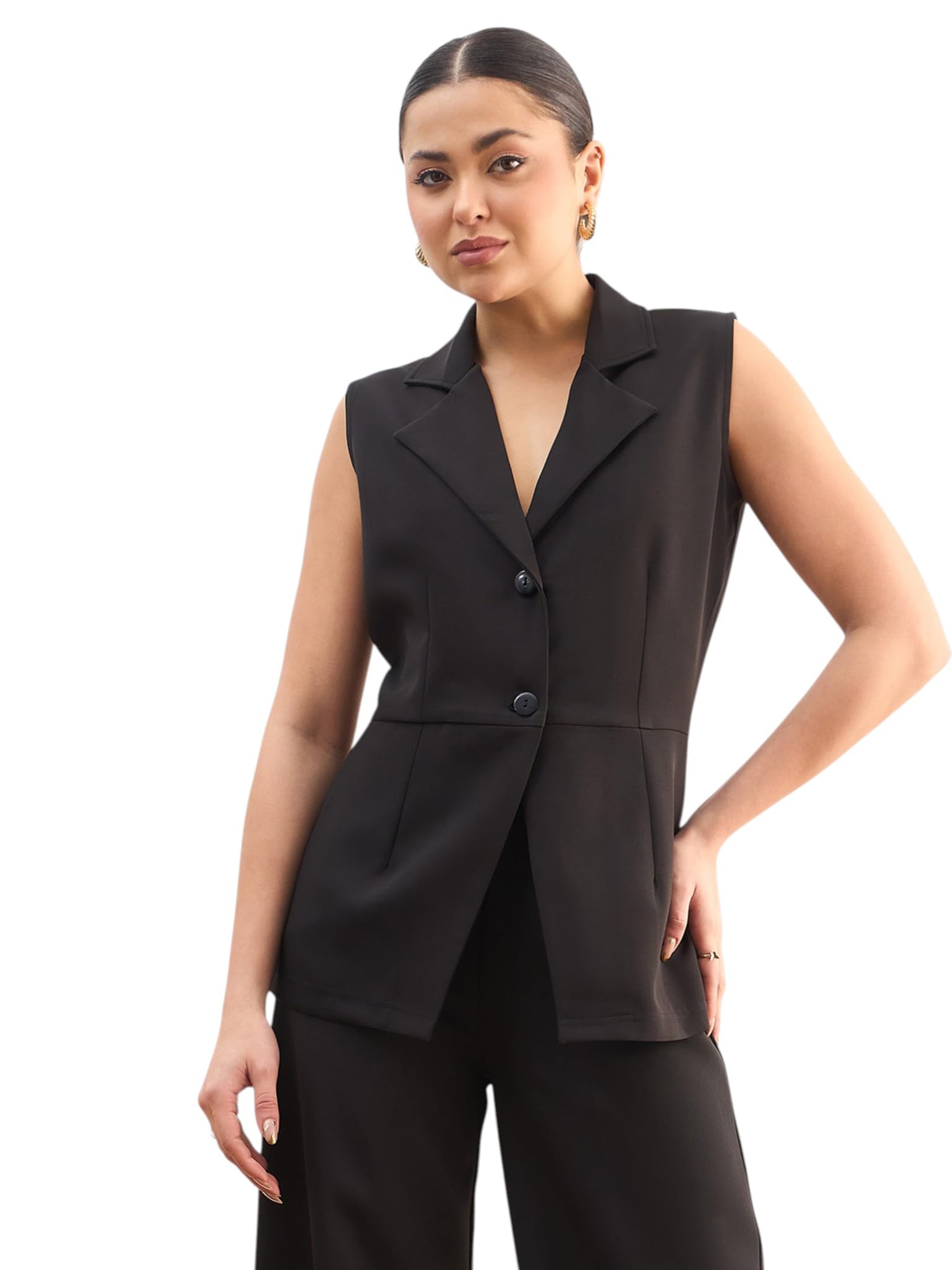 sassafras worklyf Women's Notch Collar Sleeveless Regular Top-picture-15