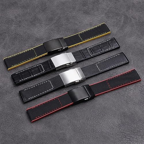Bracelet de montre nylon pour Navitimer World cuir véritable 24mm - 2