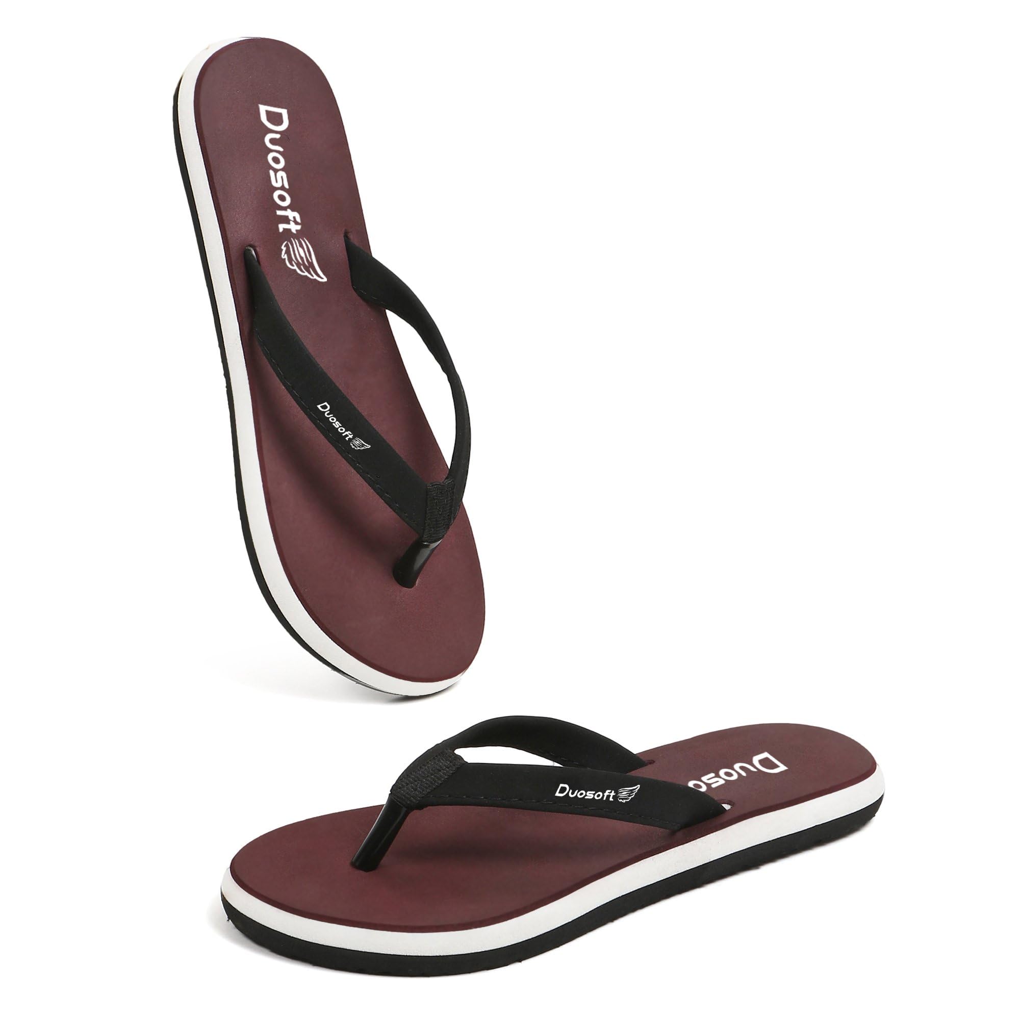 Flip Flops with Comfortable Footpad, Soft Straps, Anti-Skid Design, Black and White Slipper for Women's