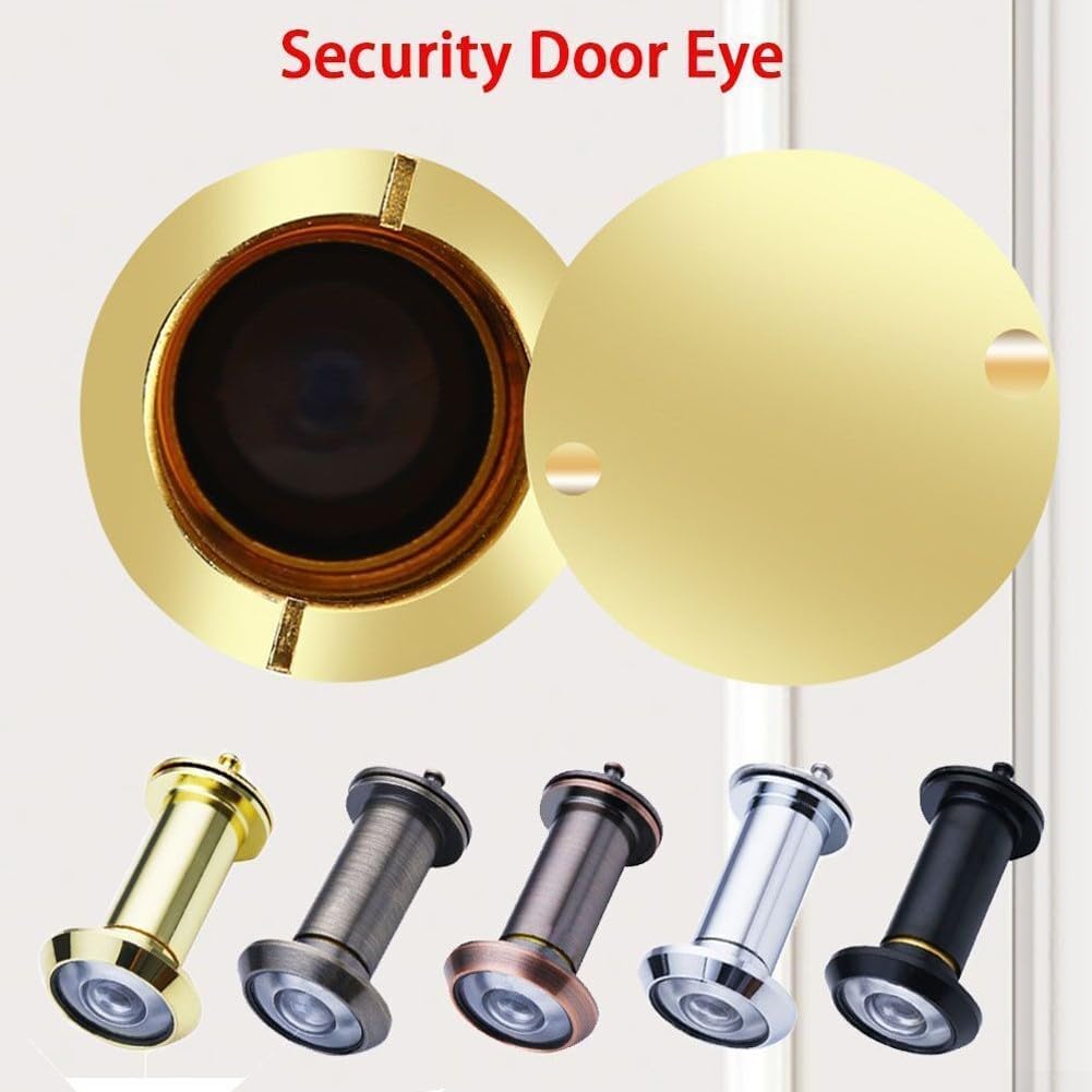 Door Peephole Viewer 180 Degree Wide Angle Security Door Eye with Adjustable Glass Lens, Zinc Alloy Metal Frame for Thick Doors, Modern No Cover Design for(Black)