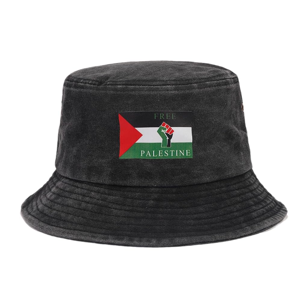 Xbiez Women's Style 3 Adult Bucket Hat With Palestine Flags Applique Teen Girl Breathable Fisherman Hat Teen Fishing Hat For Outdoor Gathering