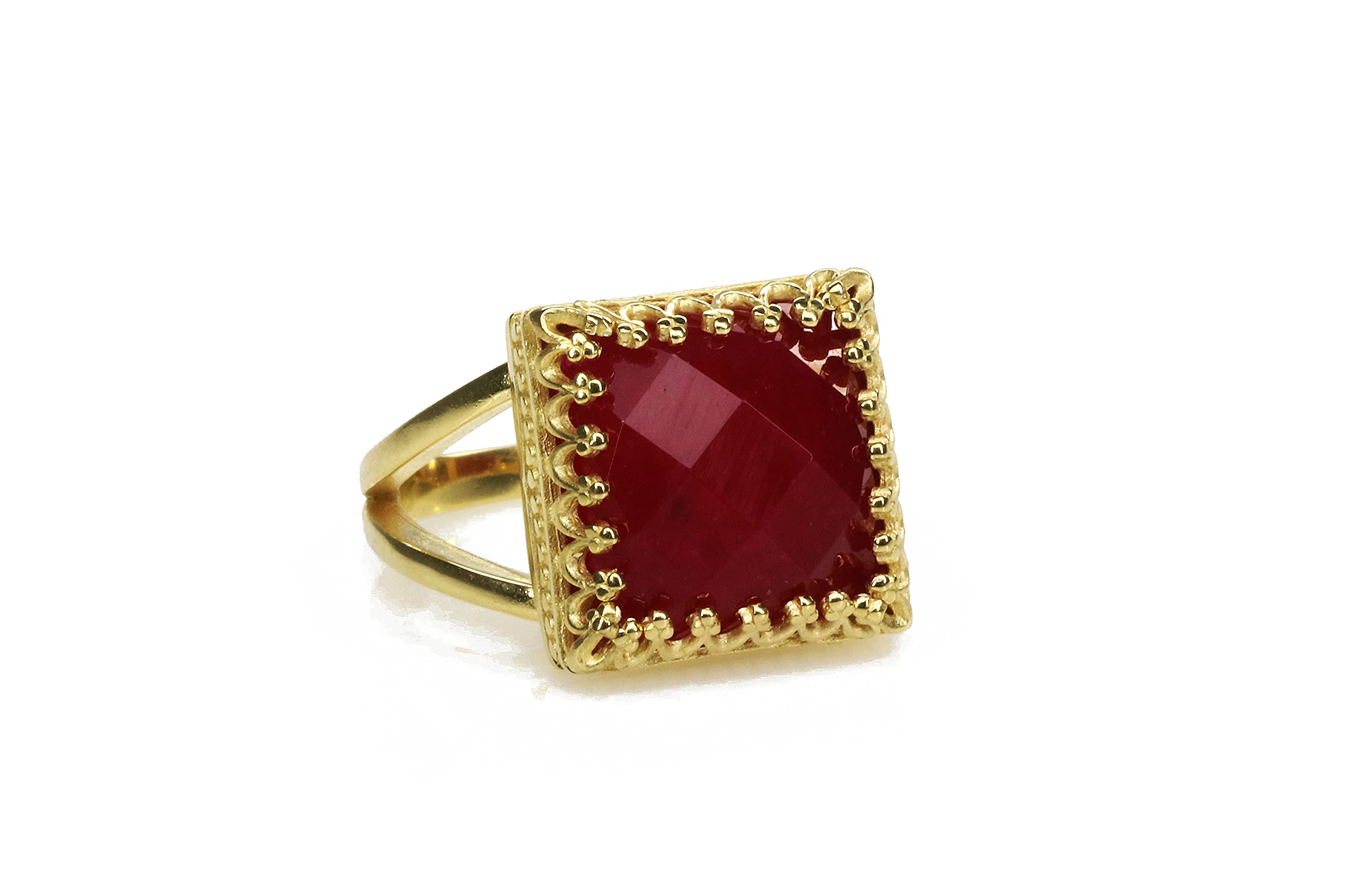 Adorables Anillos de Rubí para Mujeres - Rubí en Banda Llena de Oro Rosa de 14K - Piedra de Nacimiento de Julio Facetada para Cada Ocasión - Novias, Cumpleaños, Aniversario