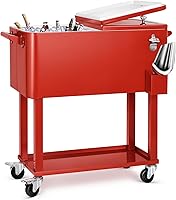 Vista 10 de EDOSTORY Carrito de hielera rodante de 80 cuartos de galón, carro enfriador para patio, bar de bebidas para fiestas en el patio trasero, con soporte