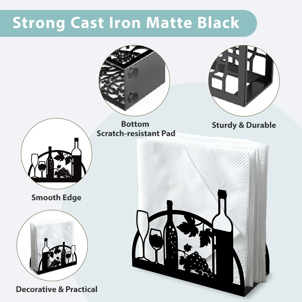 Doodlream Serviettenhalter Highland Kuh - Schwarzer Metall Halter Für Tischdeko