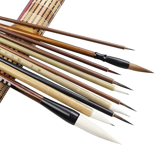 Miniatura 3 de Juego de pinceles de caligrafía china, pinceles de acuarela premium con soporte de bambú enrollable, ideal para Kanji, Sumi japonés, pintura,