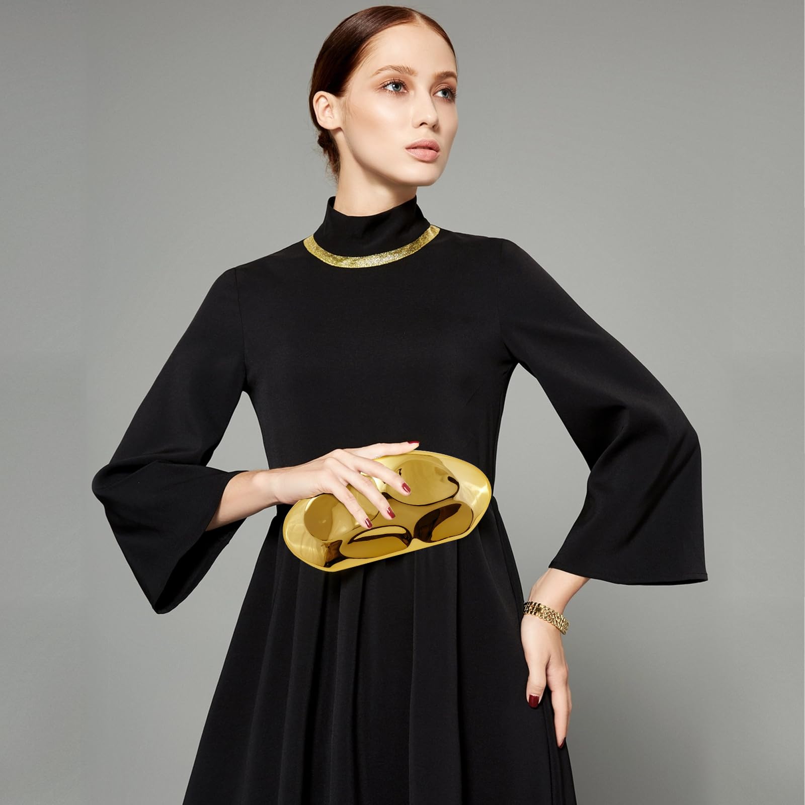 Acrylic Clutch Purse for Women Evening Bag, Irregular Shell Acrylic Purse Box Clutch with Chain for Party Wedding Prom