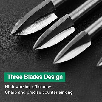 Wood Carving Drill Bits Set for Dremel Rotary Tool 5Pcs Engraving Drill Accessories Bit Wood Crafts Grinding Woodworking Tool with 1/8 Shank for DIY Carving Drilling Micro Sculpture