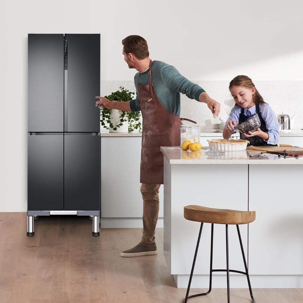 CEWROM Waschmaschinen Sockel Untergestell mit 4 Füßen, Podest für Waschmaschine und Trockner, Bärenlast 200kg Verstellbare Sockel für Kühlschrank Trockner Gefrierschrank (40-60cm)