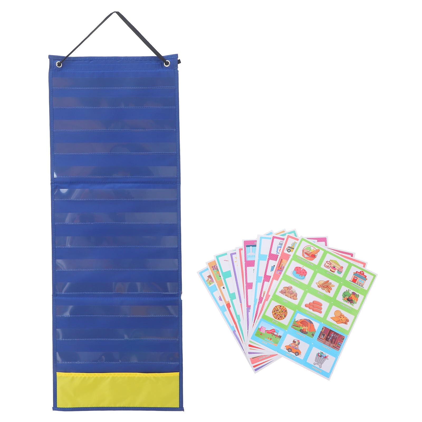 KALLORY Tabla de Horarios Visual Desarrollo de Rutina Diaria Hogar y Escuela Material Seguro de Poliéster y Pvc Color Azul para Niños