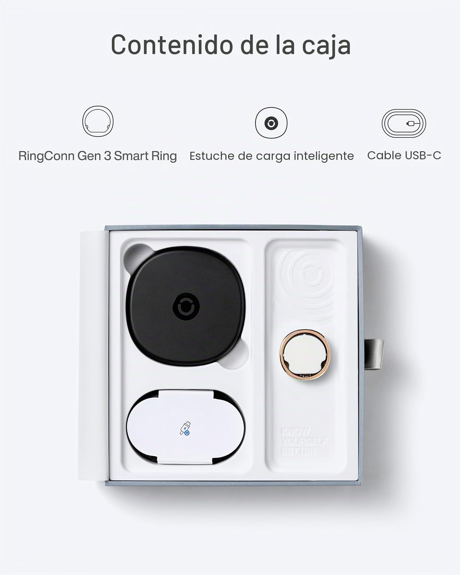RingConn Gen 3, Primer Anillo Inteligente del Mundo con Tendencias Vasculares, Sin Suscripción, Alertas por Vibración, Sueño, Fitness, Frecuencia Cardíaca, 14 Días de Batería(10, Negro Mate)