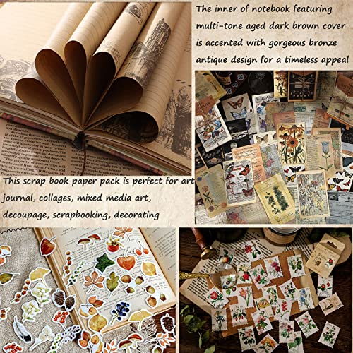Vintage Junk Journal Notebook Blank Bullet Journals, Travel Journal, Writing Journal For Personal Diary Aesthetic Notebook With Scrapbook Paper, Stamp Stickers For Women Writing And Drawing Needs #TOP2