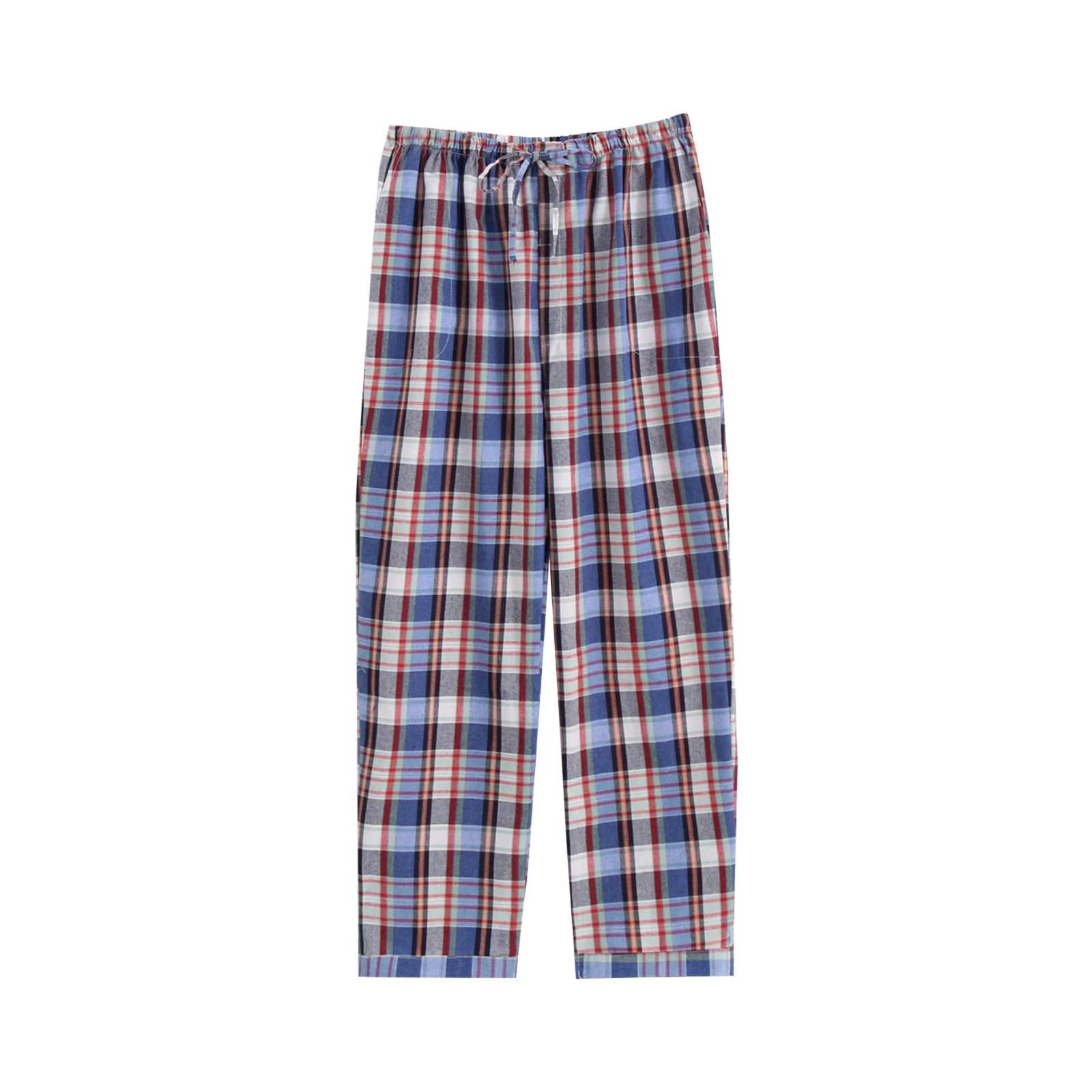 Geruit lange pyjamabroek voor heren, losse pasvorm, mannen zachte comfortabele lange vrijetijdsbroek, pyjamabroek, oversized baggy slaapbroek, elastische tailleband, huiskleding, wijde pijpen, relaxte