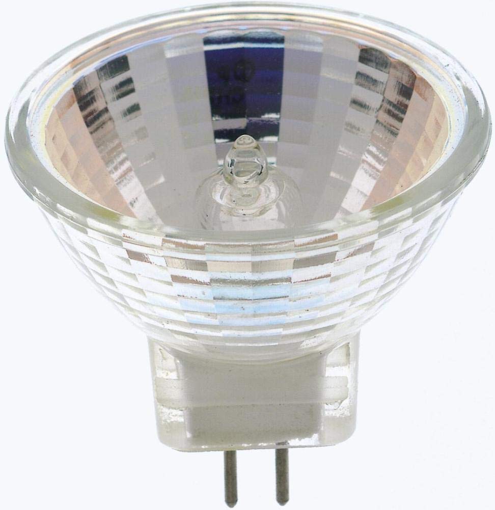 Satco S4628 Miniature 2 Pin Base Halogen Light Bulb, 5 Watts, 6 Volts, 20 Lumens, MR11 Shape, GZ4 ANSI Base, C-6 Filament, 2900 CCT (Kelvin), 30 Beam Spread, 2000 Average Rated Hours, Clear Finish