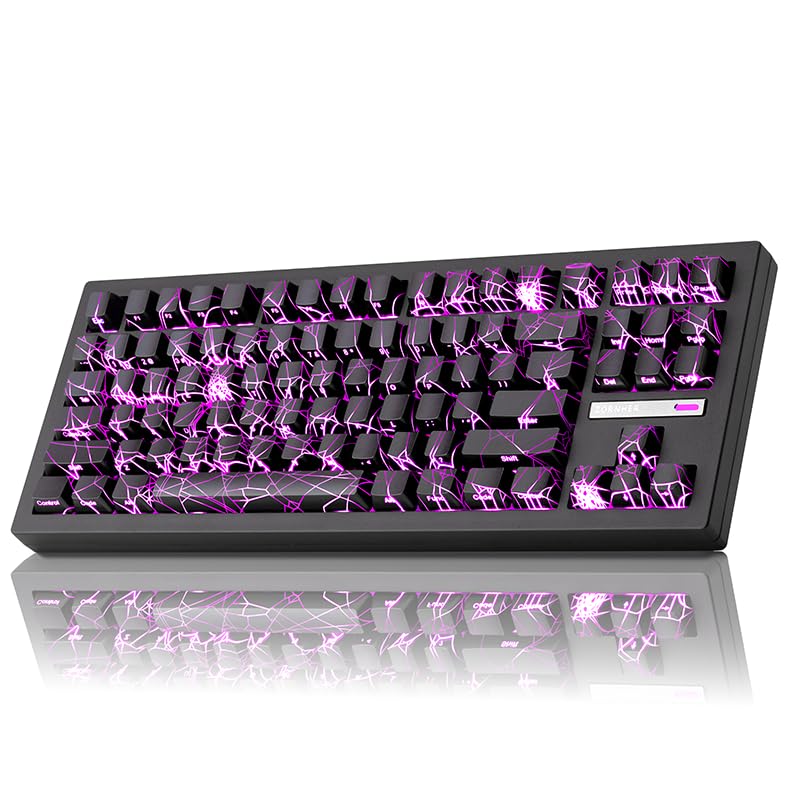 ZORNHER ZH870 Wireless Gaming Mechanical Keyboard,80% Black Custom Creamy Sound Keyboard with Spider Web IMD PC Keycaps,Creamy Sounding Linear Switches,Hot-Swappable,RGB Backlit,2.4GHz/USB-C/BT5.0