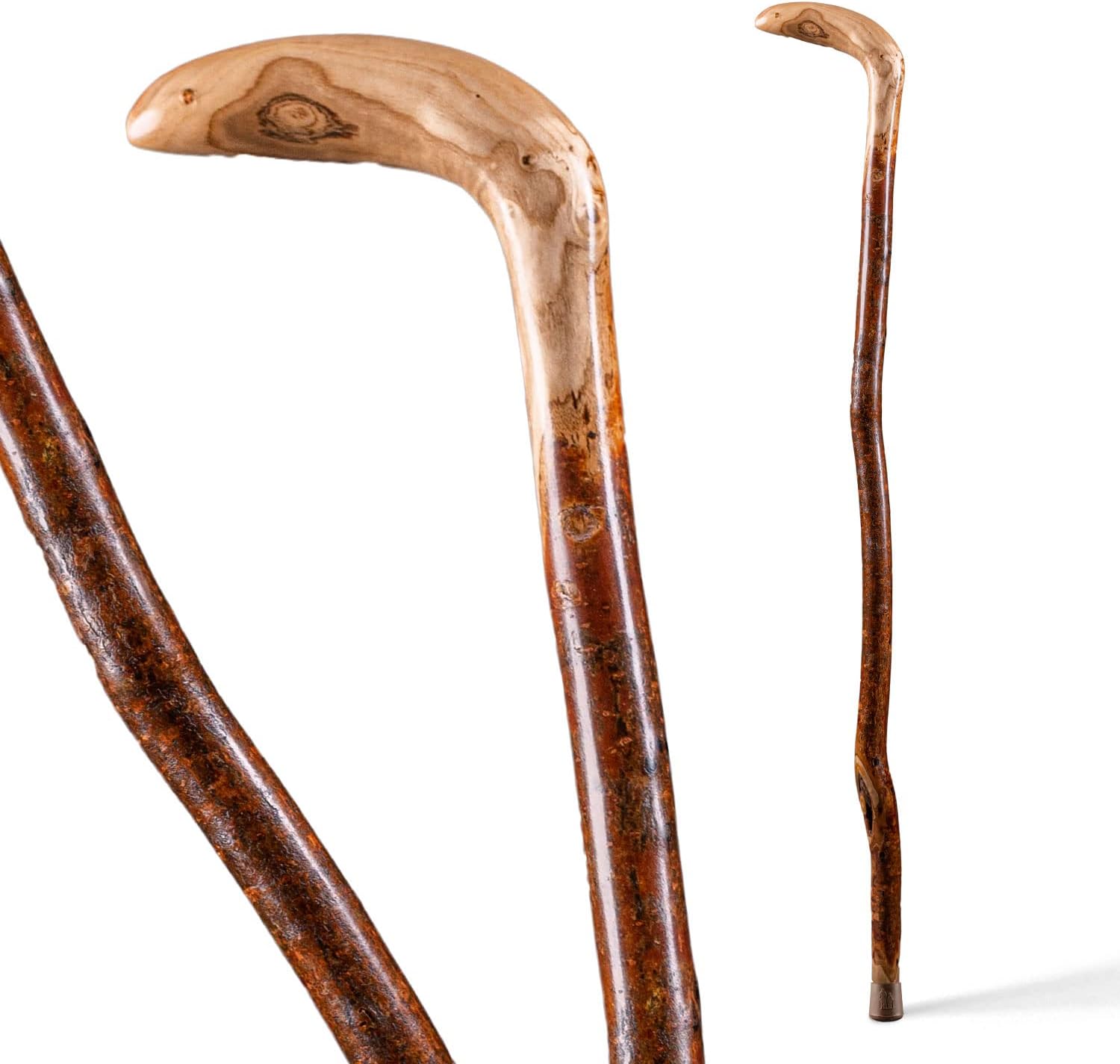 Brazos Rustic Wood Walking Cane, Hardwood, Root Style Handle, for Men & Women, Made in the USA, 37"