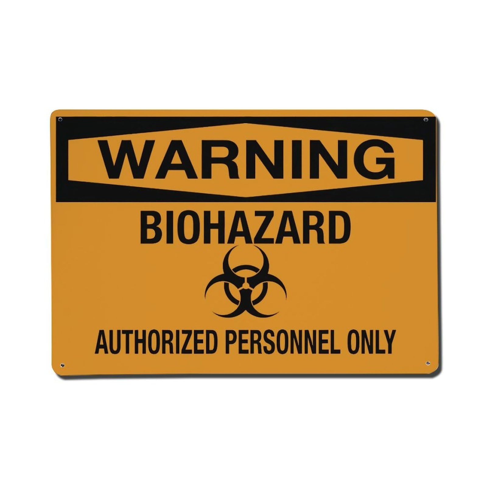 Warning Biohazard Authorized Personnel Only Vintage Aluminium Metal Sign, Retro Wall Decor for Home, Bar, Garage & Farmhouse 20x30cm