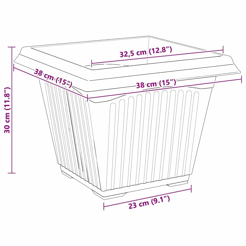 Blumentöpfe 24 Stück Ziegelrot 38 x 38 x 30 cm Kunststoff für Balkon Garten Terrasse Indoor Outdoor Pflanzenpflege