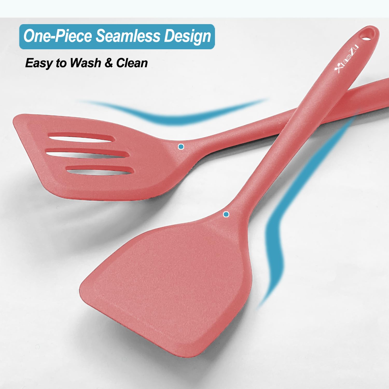Juego de espátulas de silicona, espátulas resistentes al calor con diseño de una sola pieza sin costuras, utensilios de goma antiadherentes para hornear y cocinar, sin BPA, rojo, 11 pulgadas