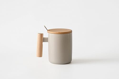 Miniatura 3 de Caja de regalo de taza de café con mango de madera, vaso de cerámica con tapa de bambú y cuchara para agitar, empaquetado para regalo, regalos de