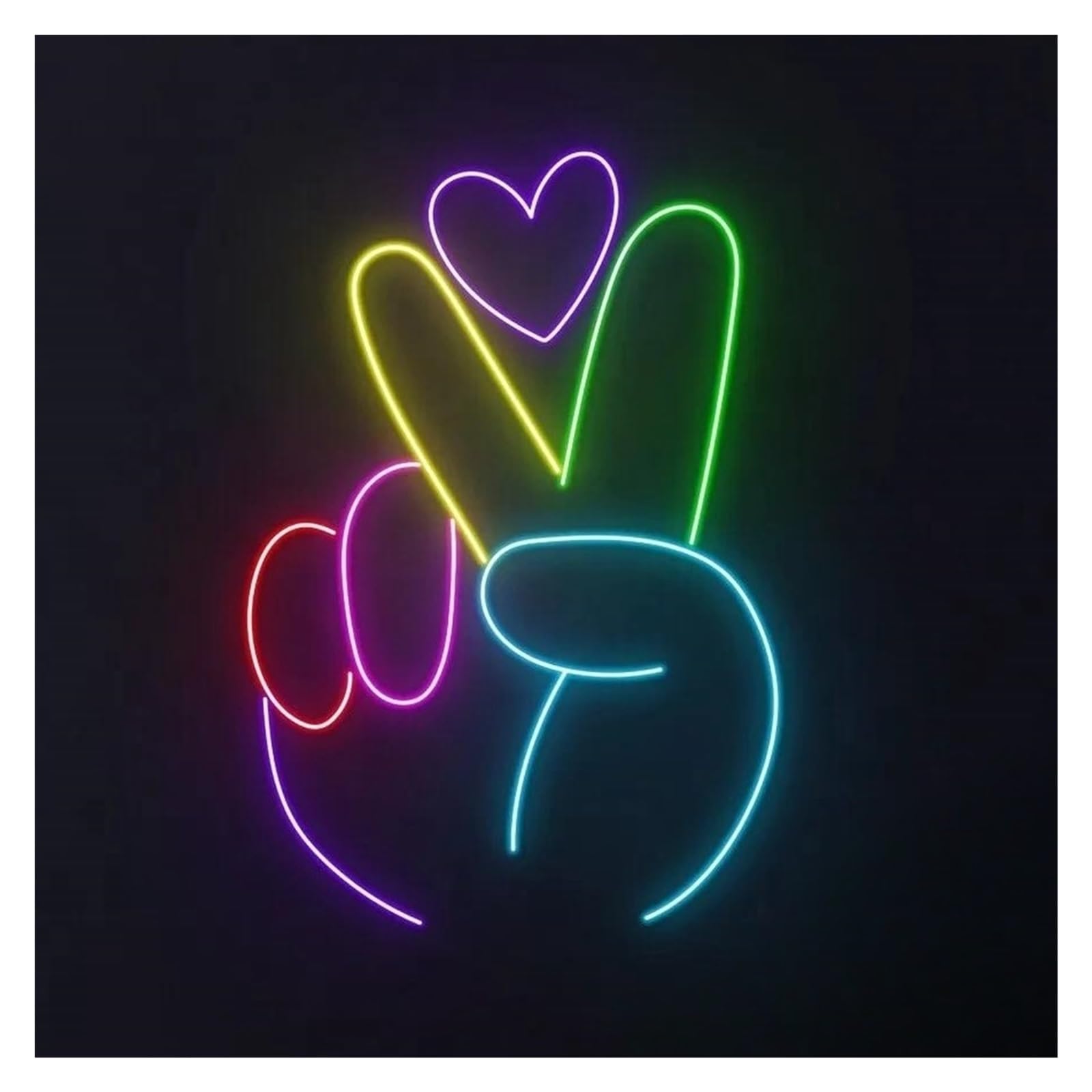 LEMST Signs Lamp Peace Hand Heart Neon Sign Light USB Powered Win Victory Gesture Yeah for Home Room Bedroom Living Room Office Personalized Wall Decor 38cmx24cm