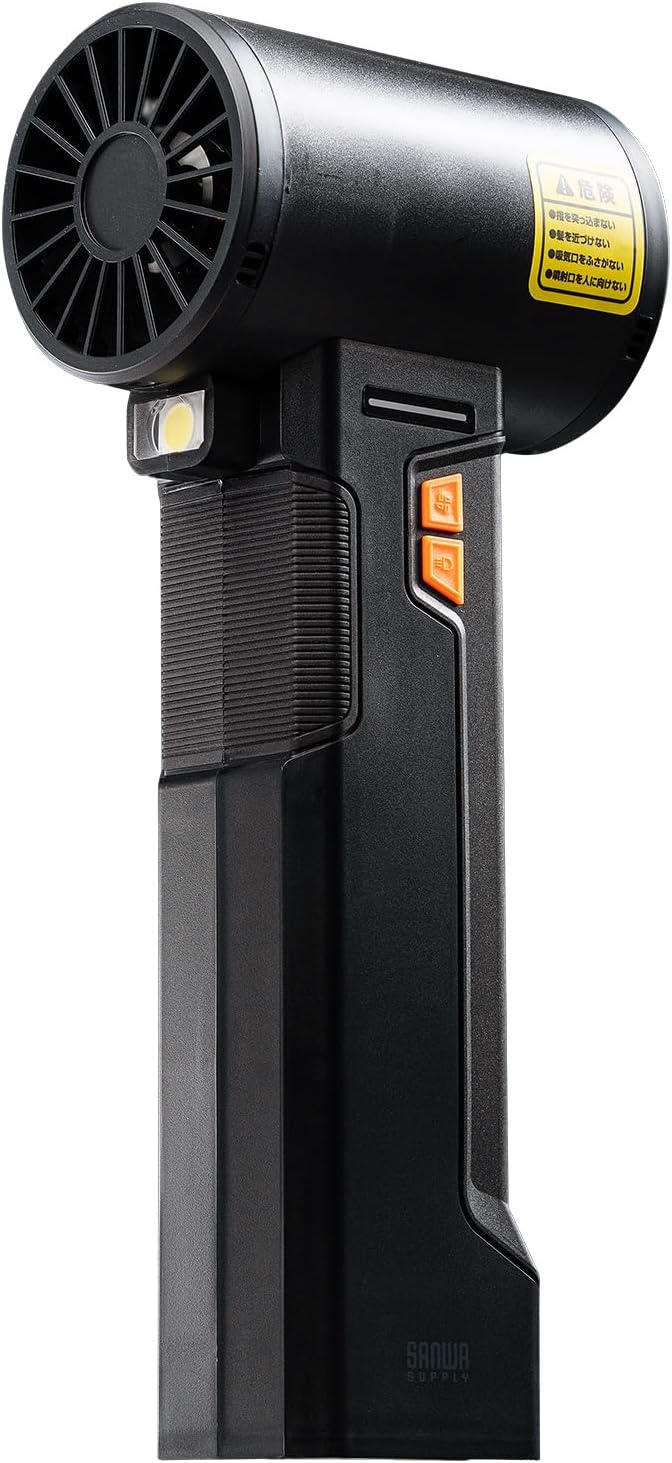 サンワダイレクト 電動エアダスター ブロワー 洗車 強力 風速最大約55m/s 風速4段階調整 充電式 コードレス ブラック 200-CDADE005