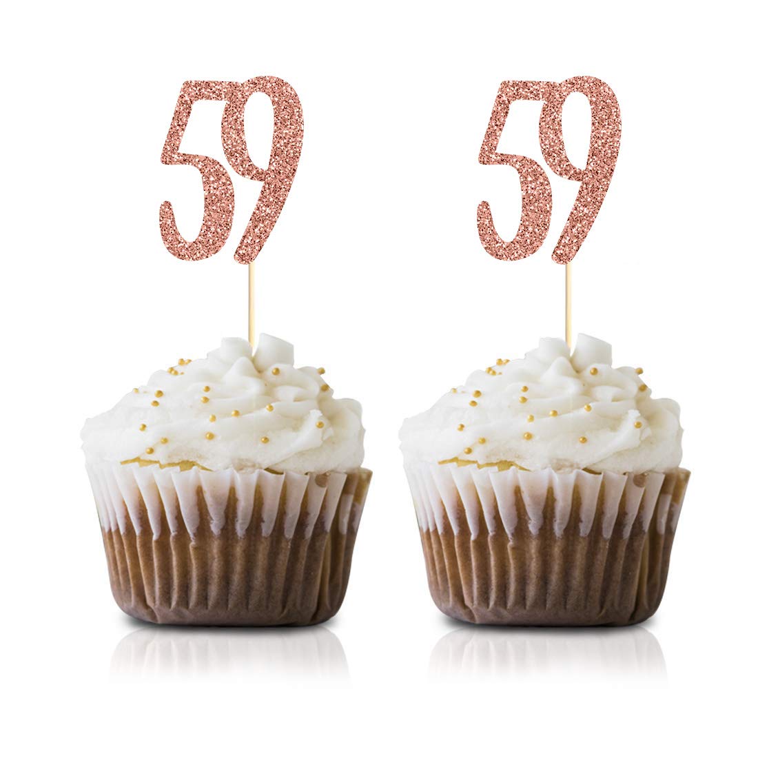 Amazon.co.jp: ローズゴールド59歳の誕生日カップケーキトッパー 24個