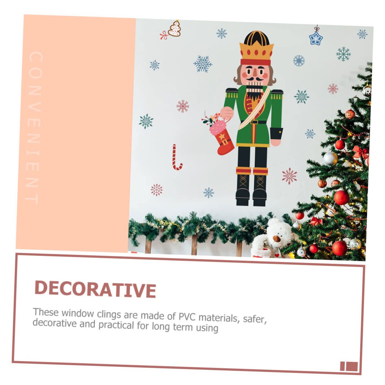 Cabilock 5 Hojas Pegatinas Navideñas Para Ventanas Luz De De Nieve De Navidad Adhesivo Para Ventana De Cascanueces Árbol De Navidad Ventana De Navidad Se Aferra De Polivinilo