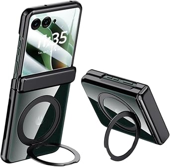 Case for Motorola Razr 60 Ultra, Stylish, Lightweight, Ultra-Thin and Transparent Case with Built-in Screen Protection, Rotating Finger Ring Holder Black,Razr 60