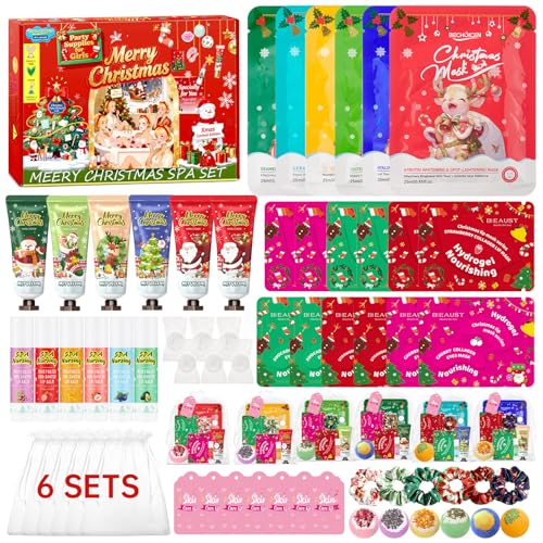 60Pcs Christmas Spa Party Supplies Set – 6 Spa Day