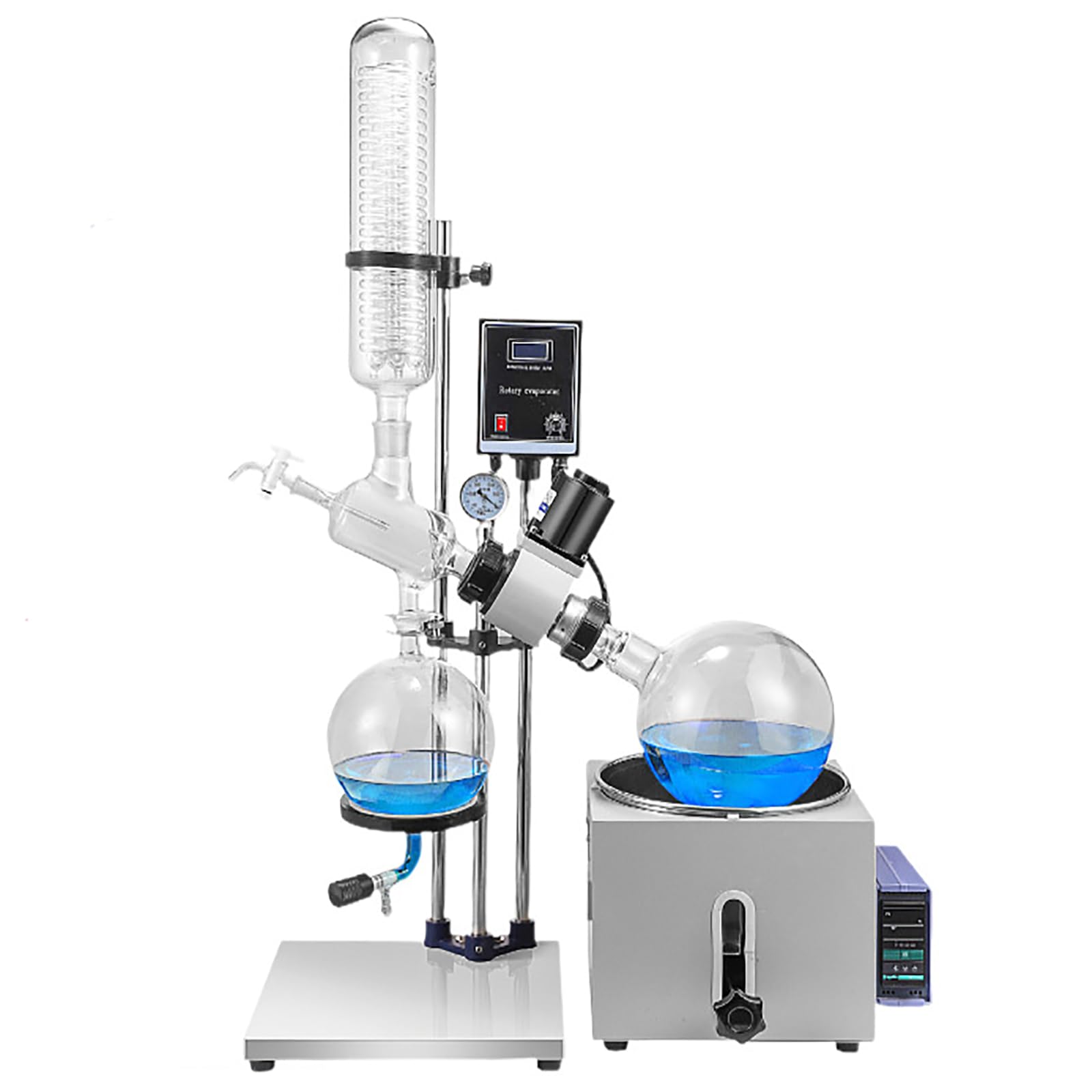 Wsexyy Laboratory Rotary Evaporator, 5L Laboratory Vacuum Decompression Extraction Distiller Machine Kit, Precise Temperature Control Wtih Lift, for Essential Oils & Lab
