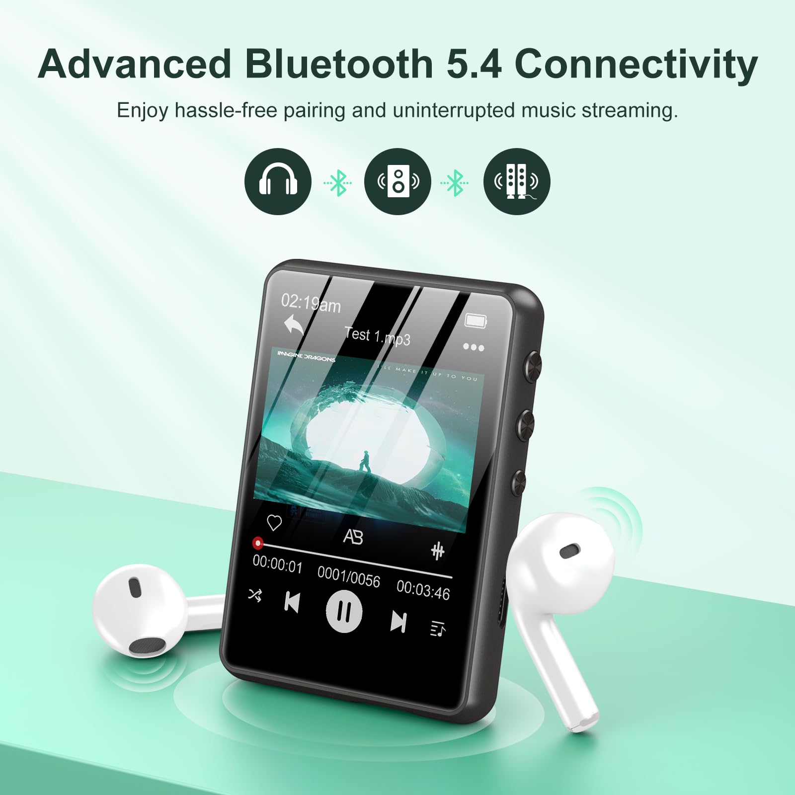 128GB MP3 Player with Bluetooth 5.4, 2.4