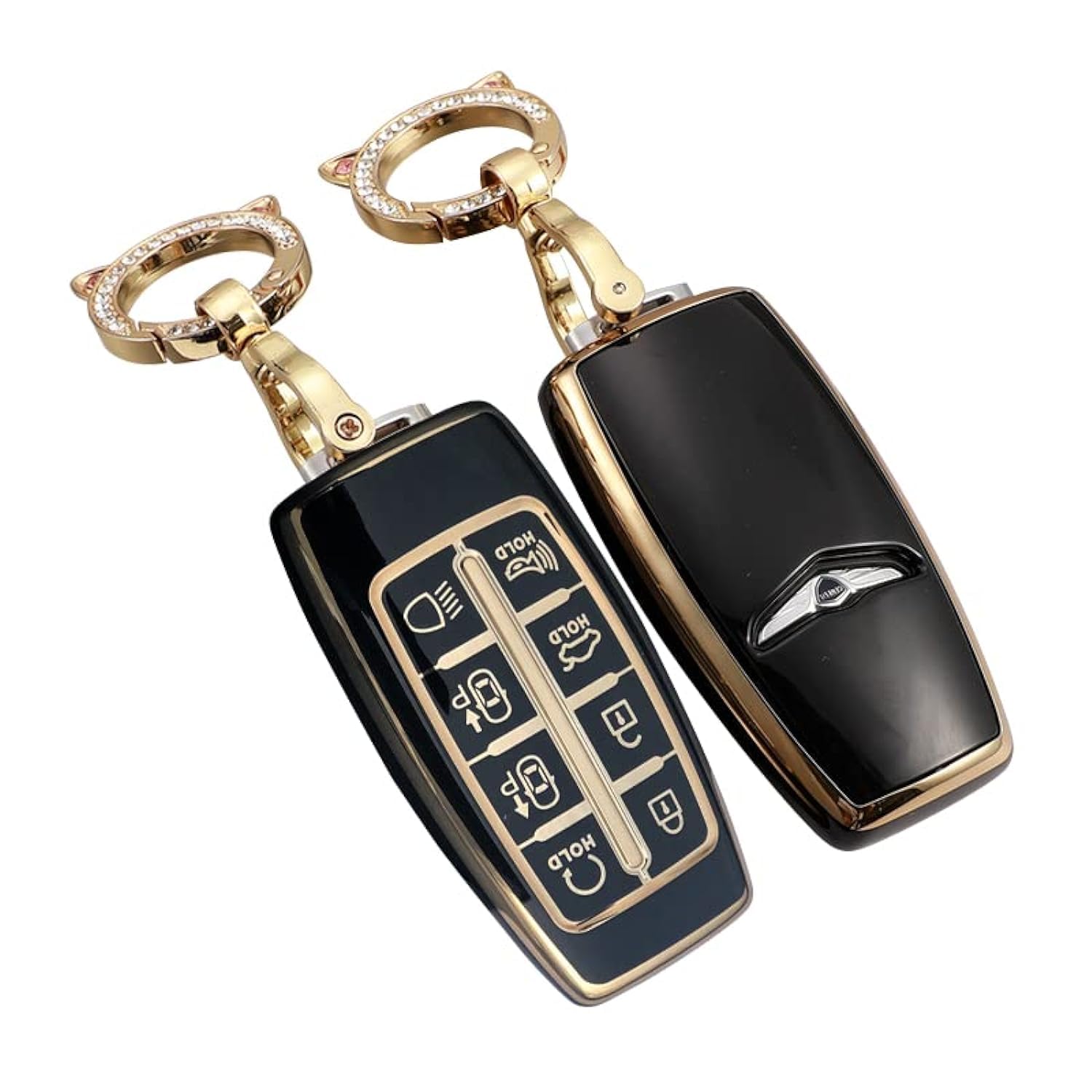 L-TAO For Hyundai Genesis G80 Gv80 4 6 8 Buttons Car Key fob holder Shell Accessories (Black, 8Buttoms) (L-T0615), Black