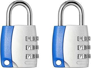 Code Padlock,Luggage Coded Lock,Padlock, 3 Digit Padlocks with Code Security, Locker Padlock Zinc Alloy Body Weatherproof Outdoor for Gym School Locker Travel Bag Toolbox Storage, Blue (GF-1)
