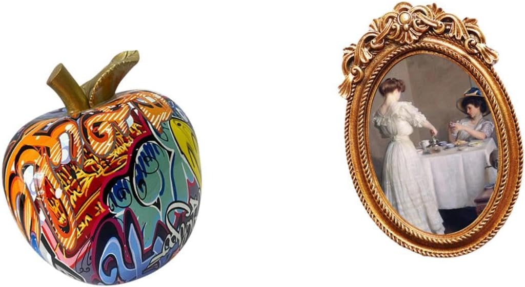 Nordic Graffiti Sculpture and Ornate Resin Photo Frame Decorative Collectable Artwork for Tabletop Home Office Bar Party Gift Display Holder